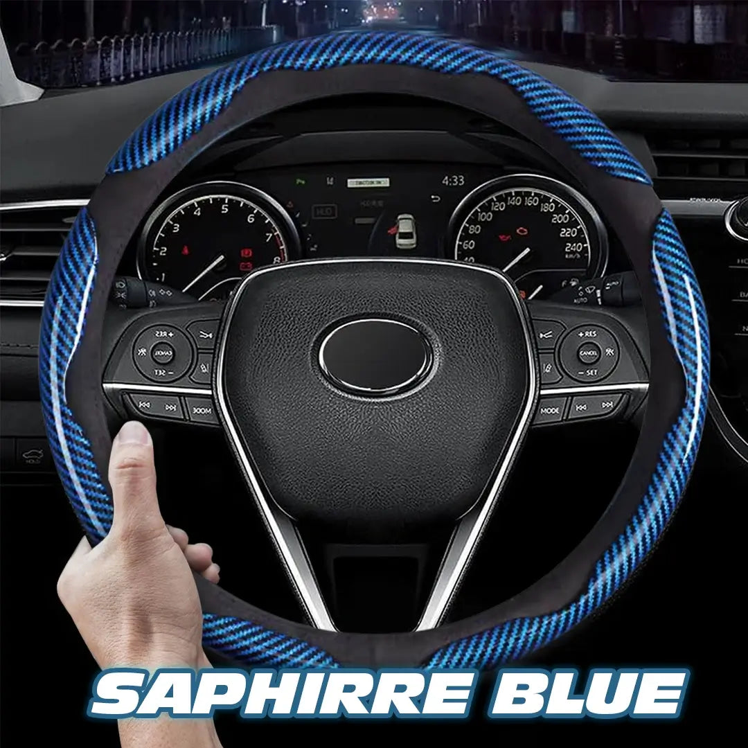 Samez Carbon Fiber Silicone Anti-Slip Steering Wheel Cover Universal Fit