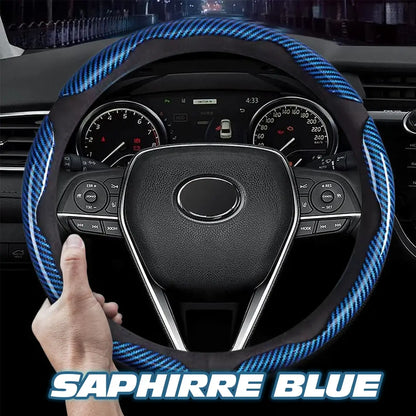 Samez Carbon Fiber Silicone Anti-Slip Steering Wheel Cover Universal Fit