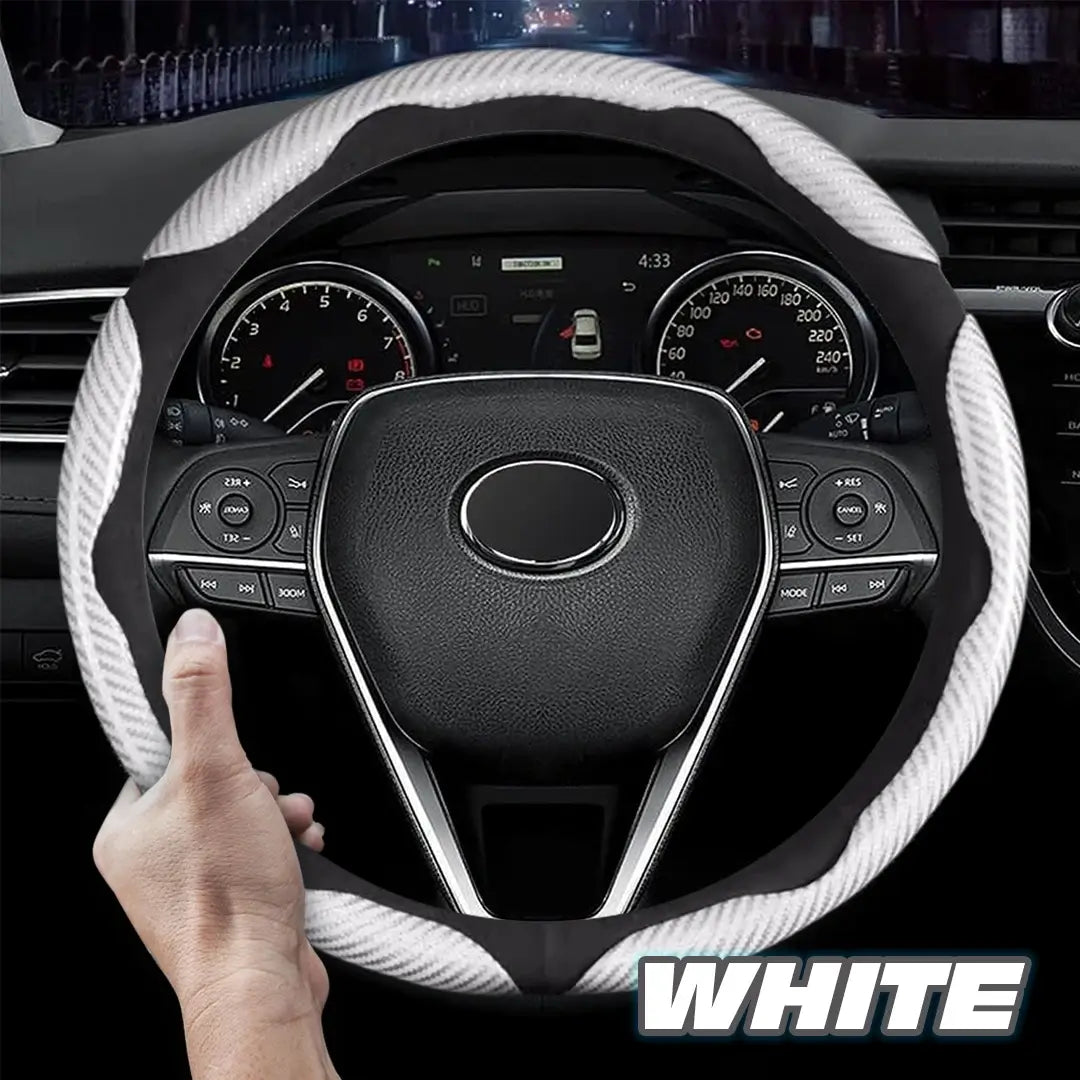 Samez Carbon Fiber Silicone Anti-Slip Steering Wheel Cover Universal Fit