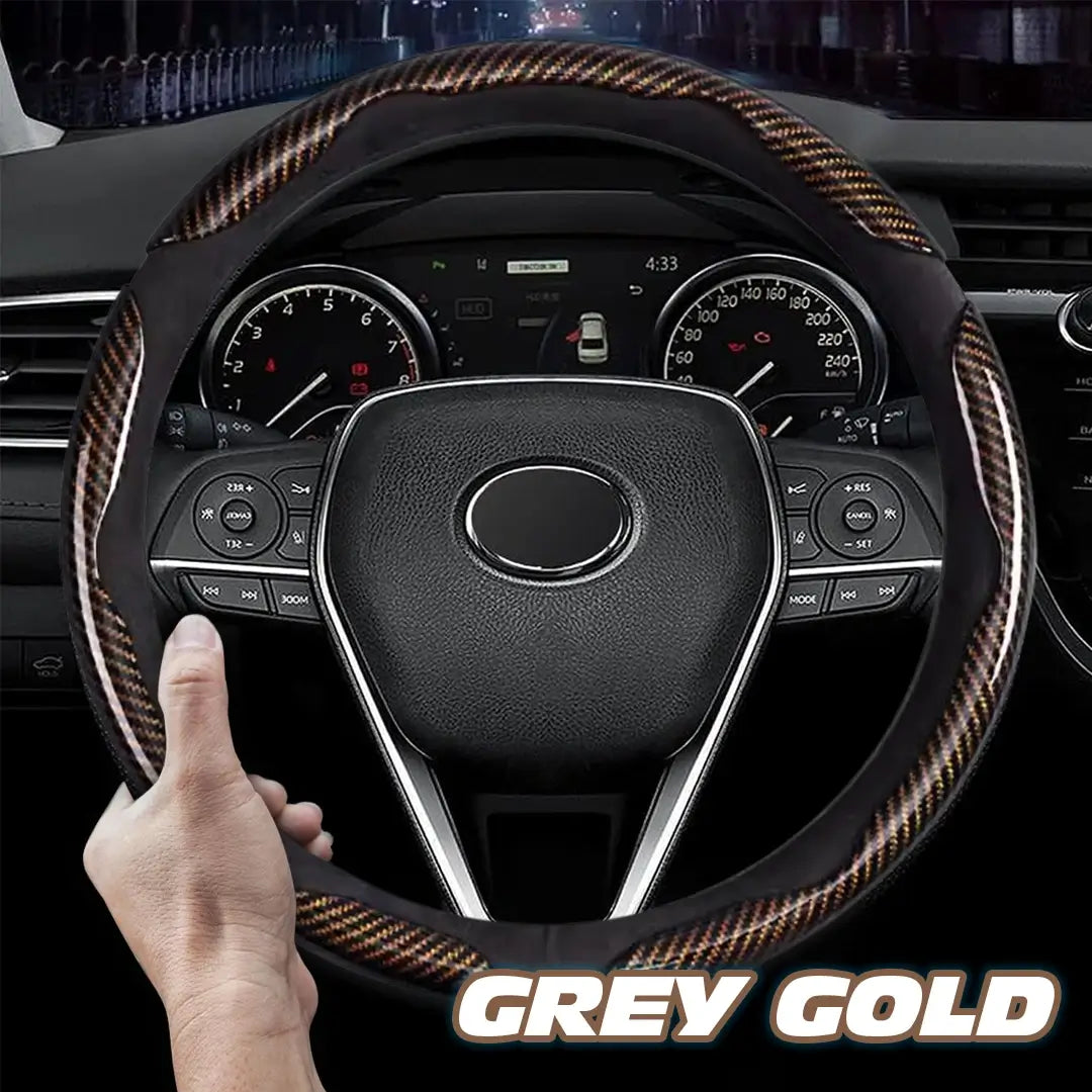 Samez Carbon Fiber Silicone Anti-Slip Steering Wheel Cover Universal Fit