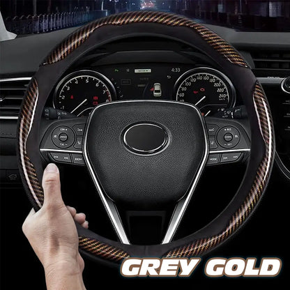 Samez Carbon Fiber Silicone Anti-Slip Steering Wheel Cover Universal Fit