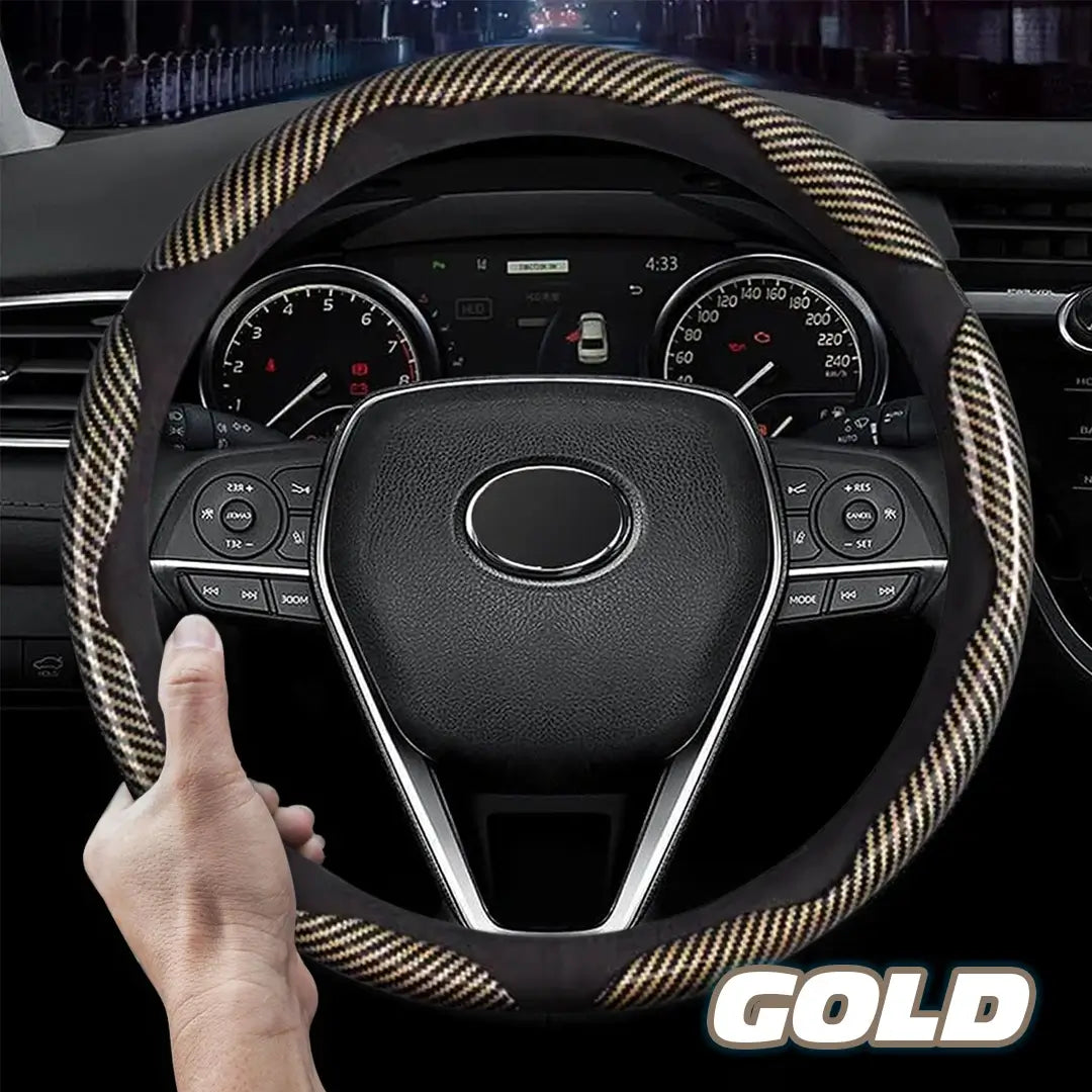 Samez Carbon Fiber Silicone Anti-Slip Steering Wheel Cover Universal Fit