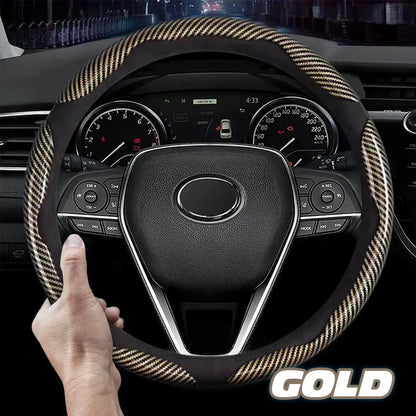 Samez Carbon Fiber Silicone Anti-Slip Steering Wheel Cover Universal Fit
