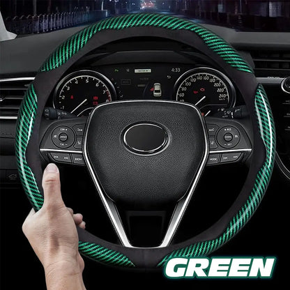 Samez Carbon Fiber Silicone Anti-Slip Steering Wheel Cover Universal Fit