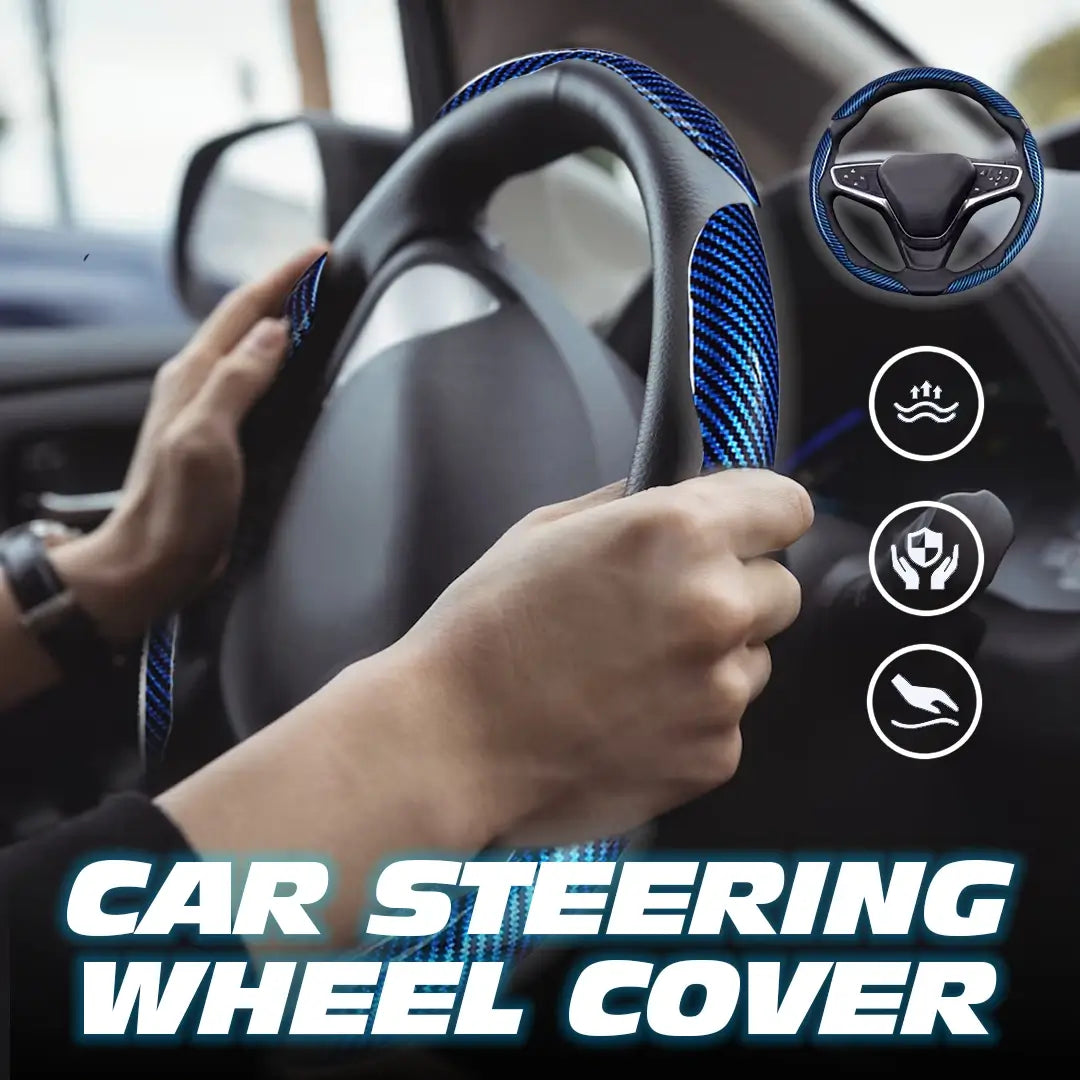 Samez Carbon Fiber Silicone Anti-Slip Steering Wheel Cover Universal Fit