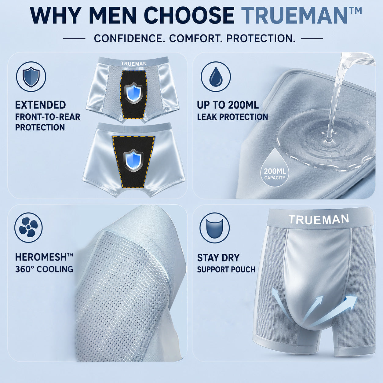 BEST DEAL 70% OFF + 🎁  NORXIL Premium Breathable Leak-Proof IceSilk Boxer - 100% Invisible Smart Protection