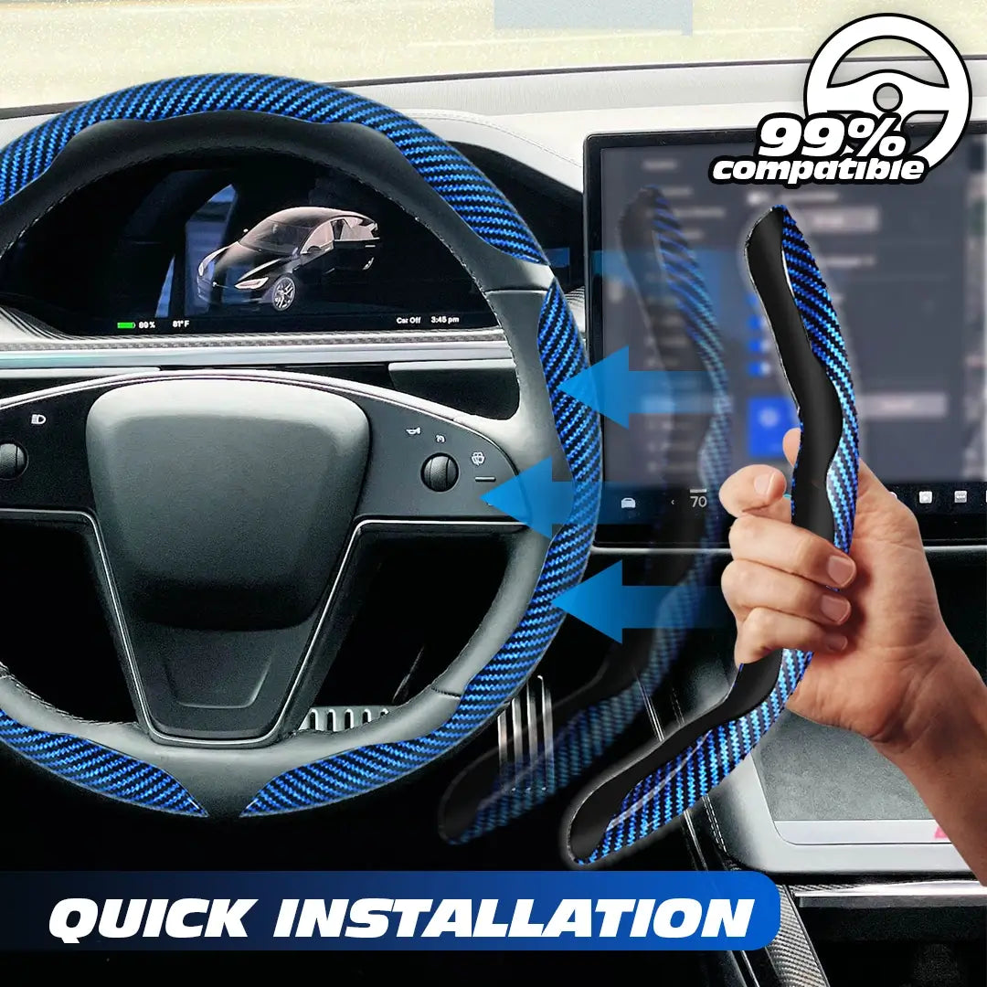 Samez Carbon Fiber Silicone Anti-Slip Steering Wheel Cover Universal Fit