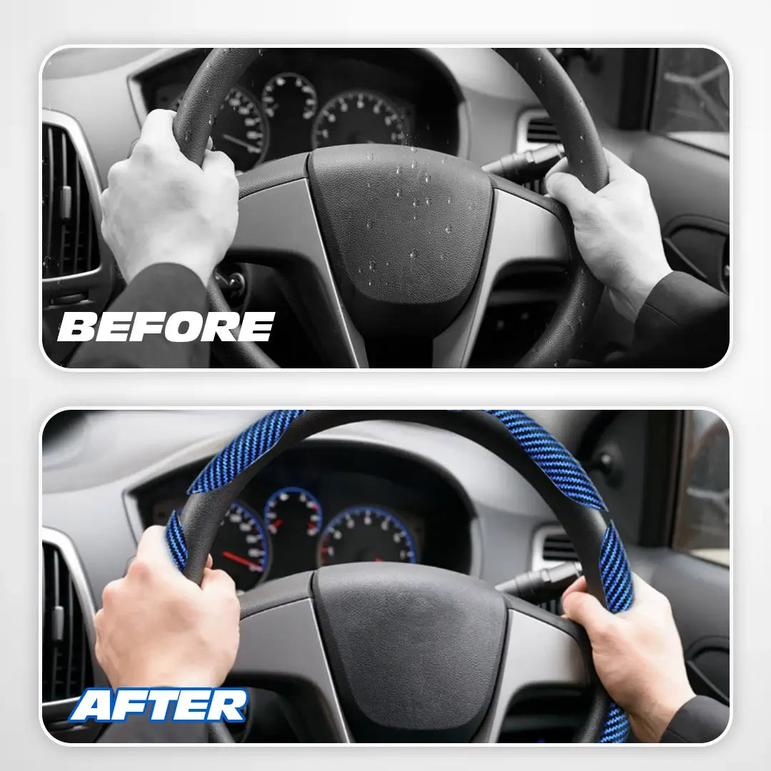 Samez Carbon Fiber Silicone Anti-Slip Steering Wheel Cover Universal Fit