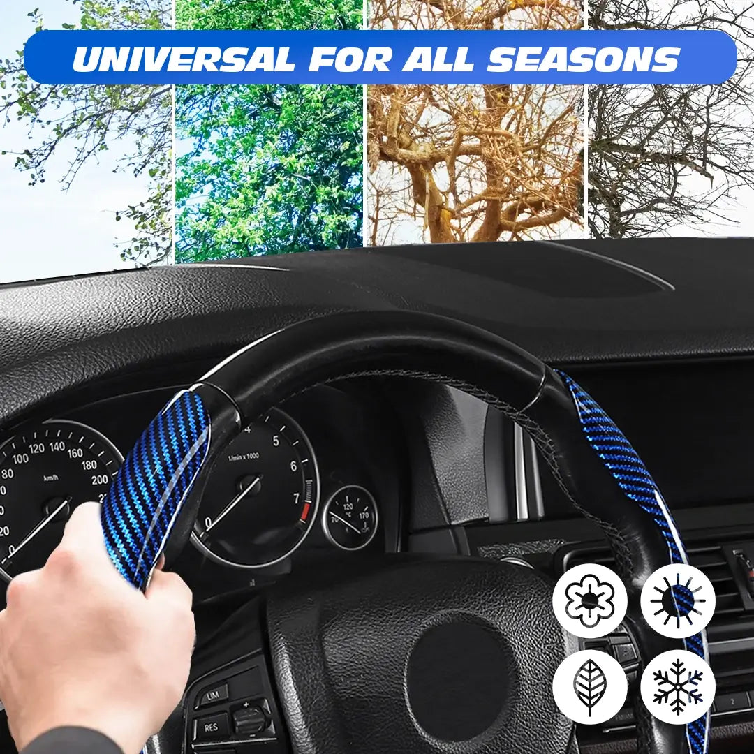 Samez Carbon Fiber Silicone Anti-Slip Steering Wheel Cover Universal Fit