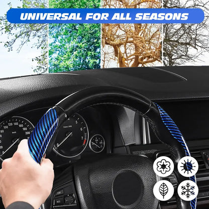 Samez Carbon Fiber Silicone Anti-Slip Steering Wheel Cover Universal Fit