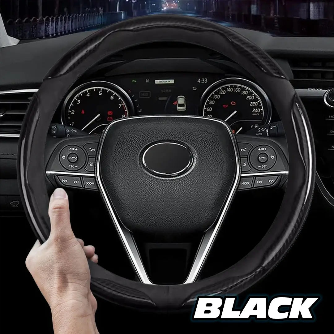 Samez Carbon Fiber Silicone Anti-Slip Steering Wheel Cover Universal Fit