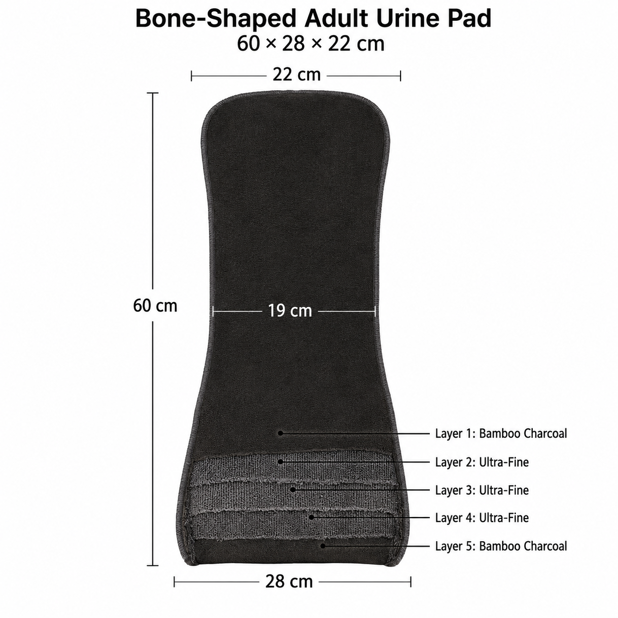 Bone-Shaped Adult Urine Pad