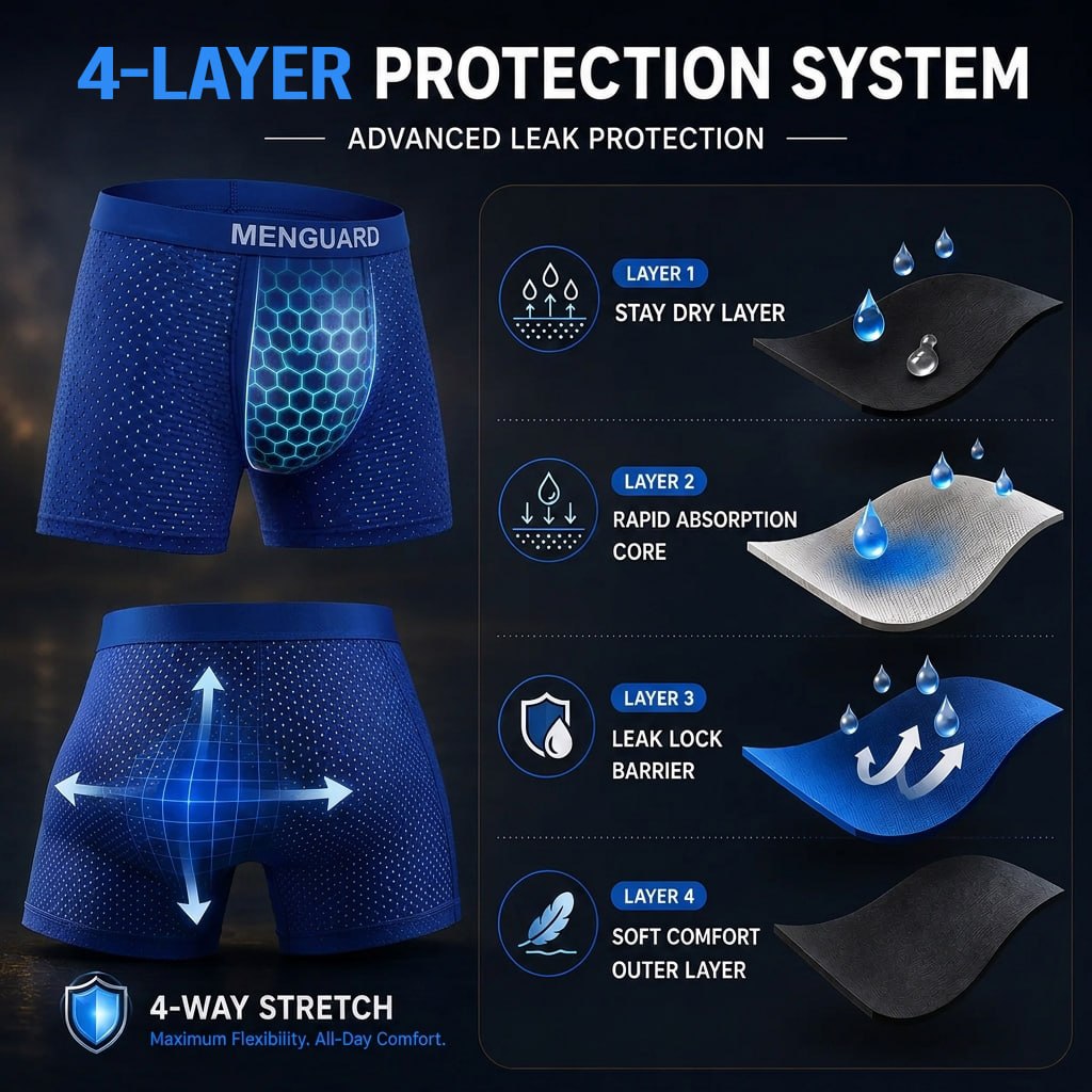 EXCLUSIVE 80% OFF🔥 2026 PREMIUM IceSilk Leakproof Boxer Briefs 💧 Up to 300mL Absorbency | Cooling IceSilk Comfort