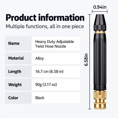 2026 VERSION - 80% OFF🔥Heavy Duty Adjustable Twist Hose Nozzle 🚀10X Higher Pressure |3 Spray Modes | Heavy-Duty Metal Body