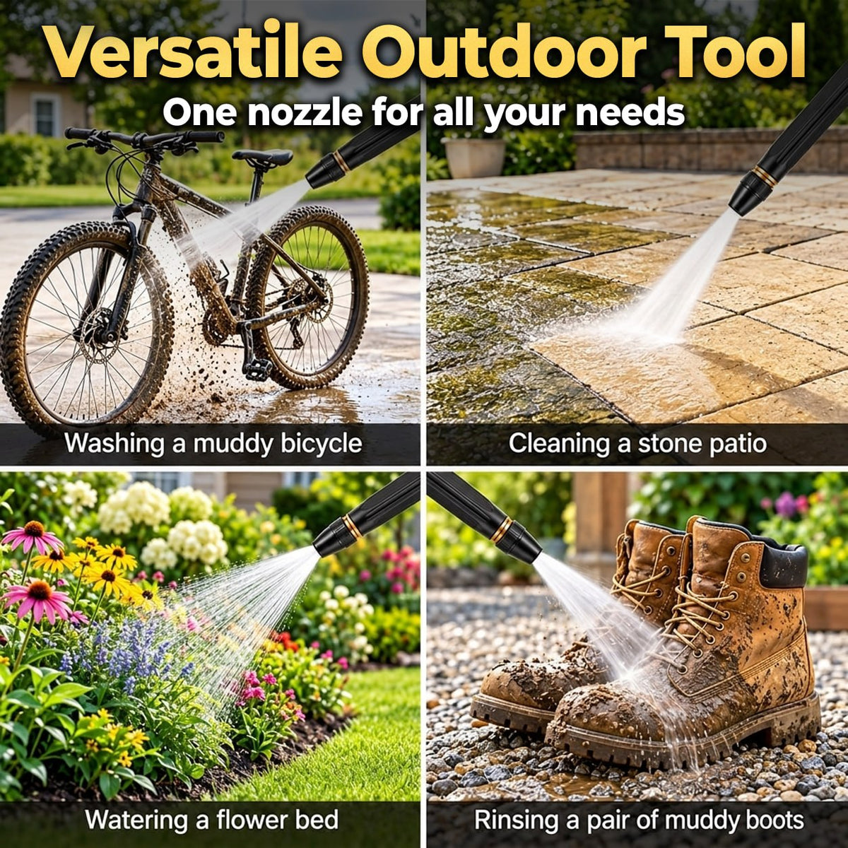 2026 VERSION - 80% OFF🔥Heavy Duty Adjustable Twist Hose Nozzle 🚀10X Higher Pressure |3 Spray Modes | Heavy-Duty Metal Body